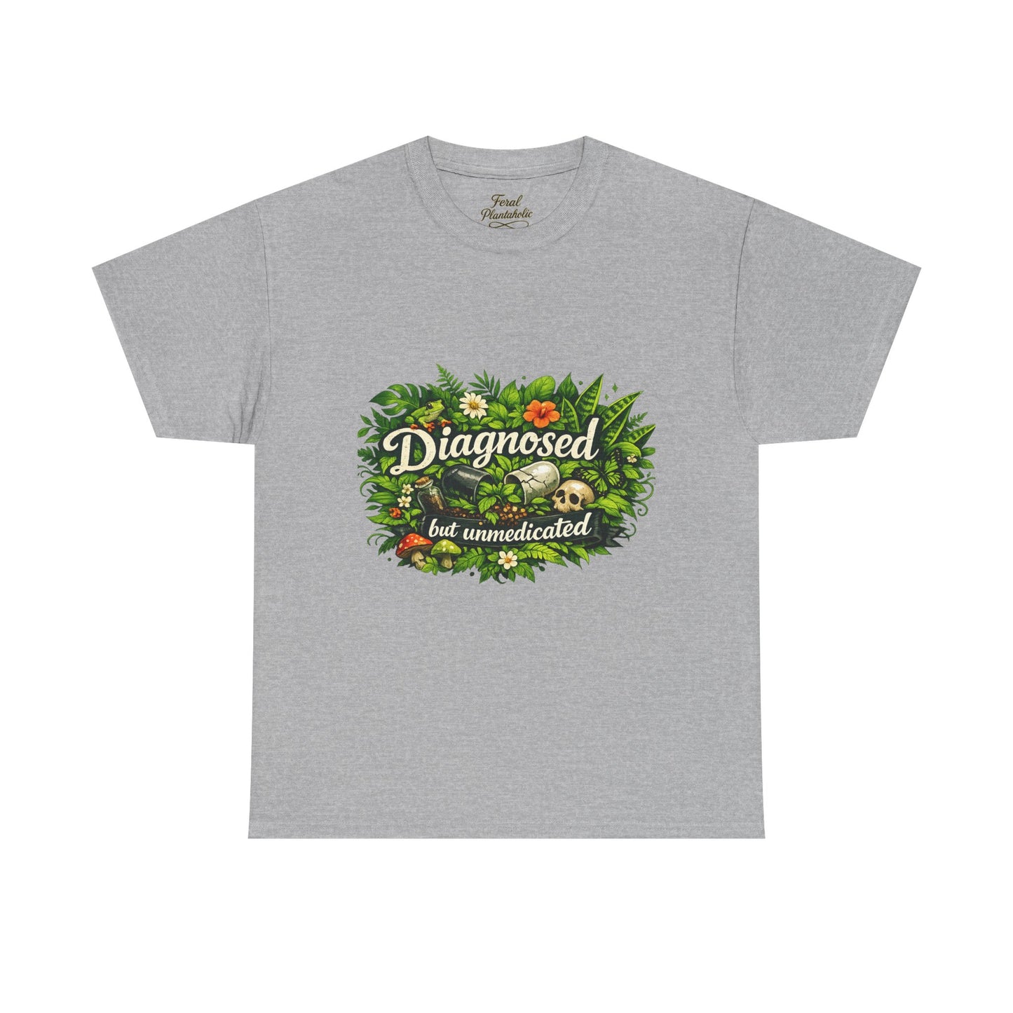 T-Shirt — "Diagnosed but Unmedicated" Floral Mental Health Awareness Tee