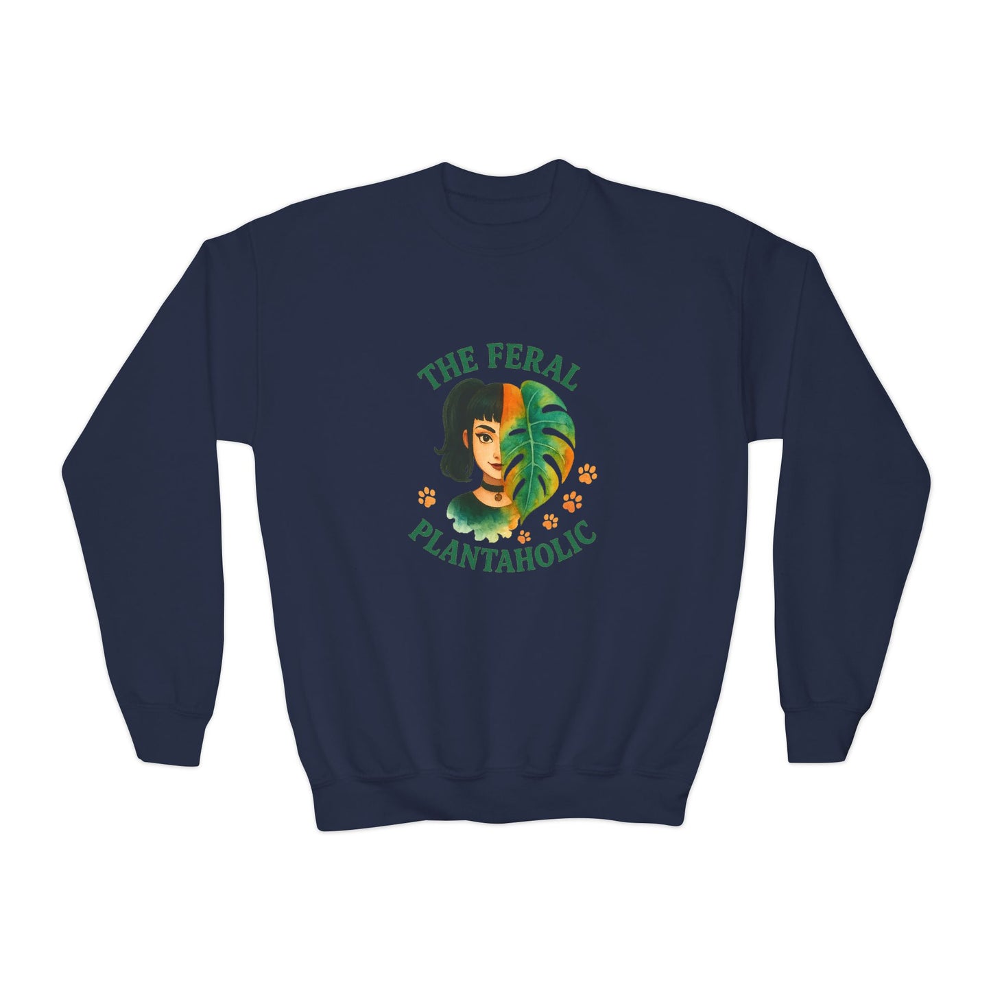 Youth Crewneck Sweatshirt - The Feral Plantaholic, Trendy Gift