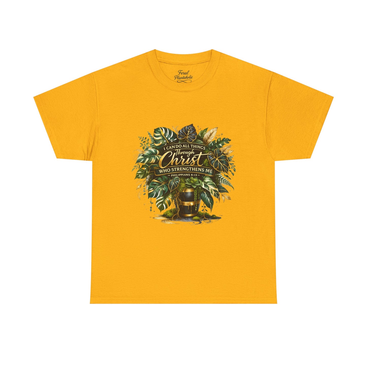 Christian Faith T-Shirt — "Christ Who Strengthens Me" Botanical Design