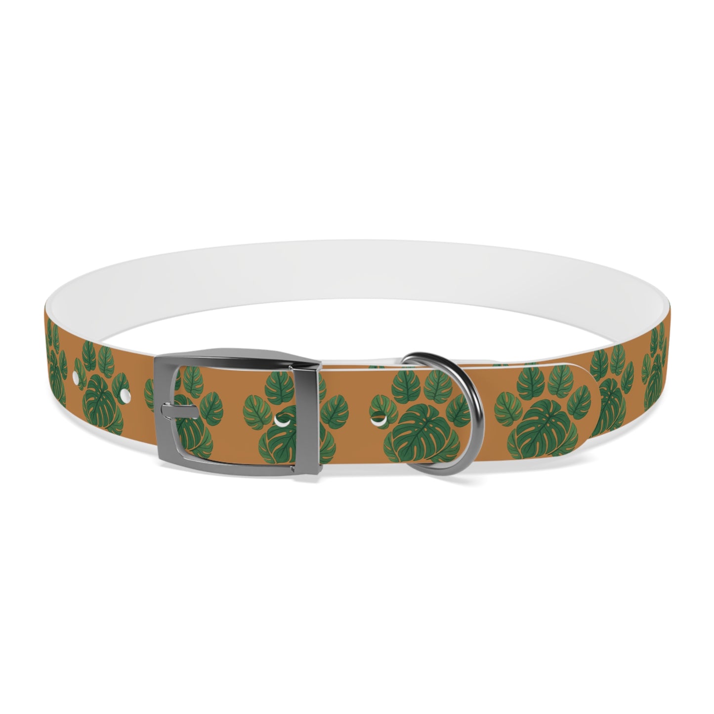 Monstera Leaf Dog Collar — Tropical Green Plant Pattern Pet Collar