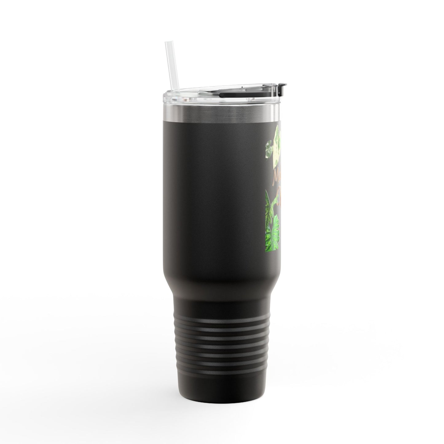 40oz Insulated Travel Mug — "Make Me Calm" Botanical Design