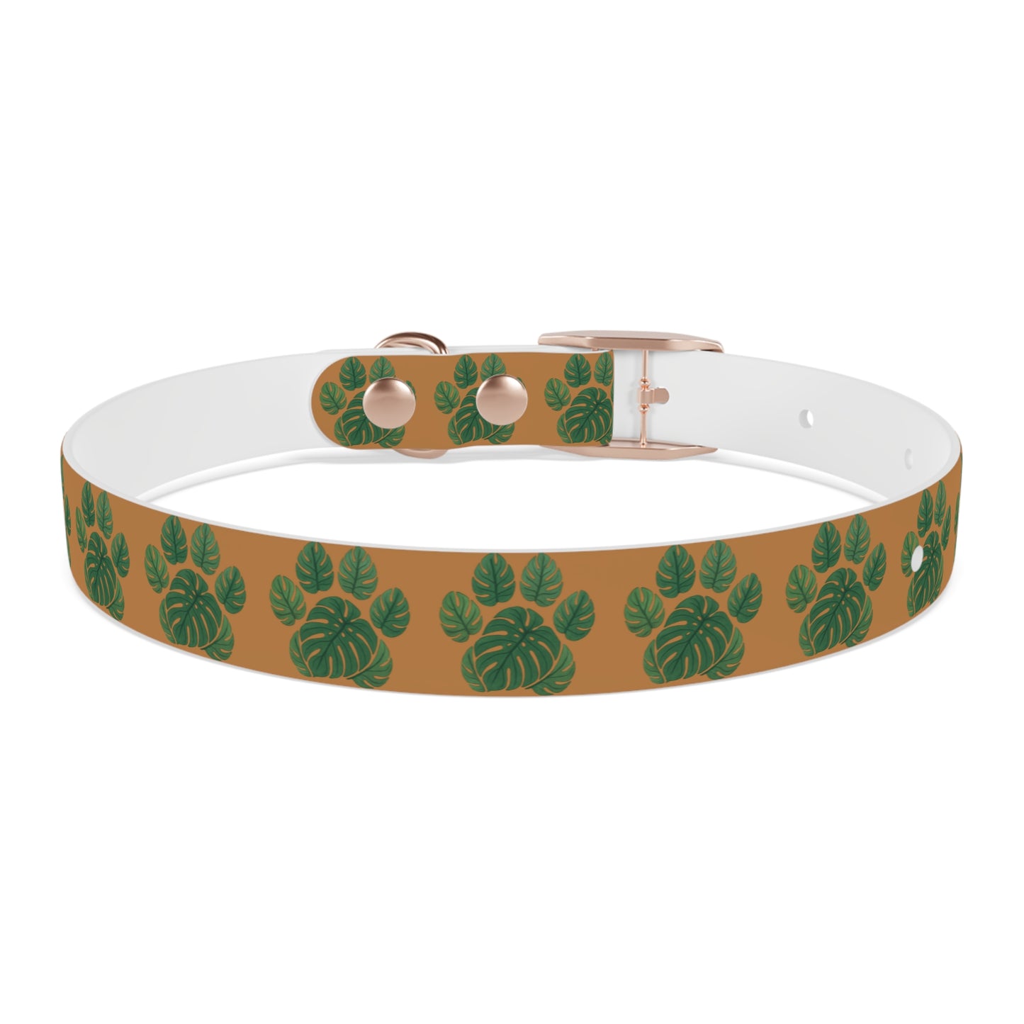 Monstera Leaf Dog Collar — Tropical Green Plant Pattern Pet Collar