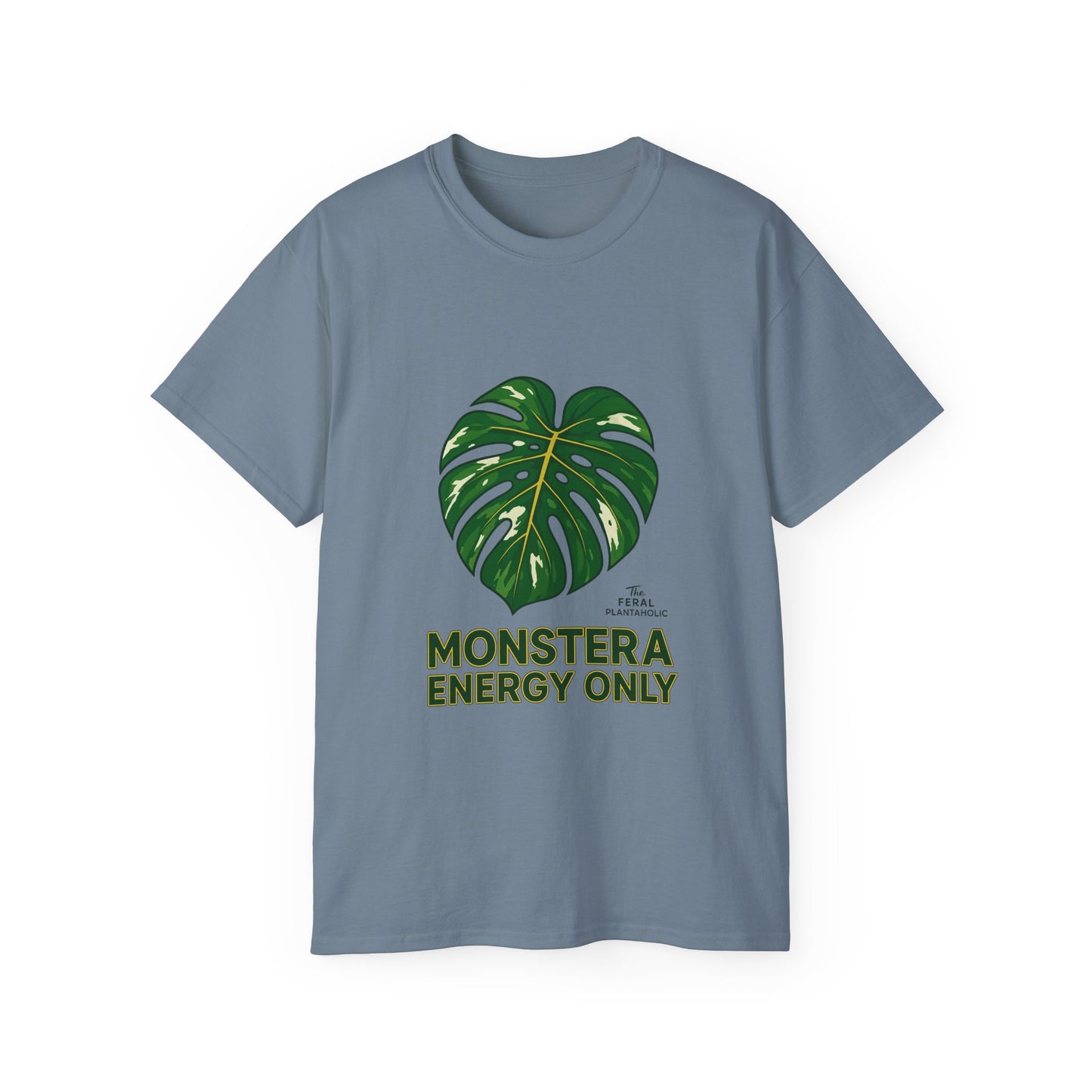 Monstera Energy Only Unisex Cotton Tee, Tropical Plant Tee, Nature Lover Shirt, Casual Summer Top, Eco-Friendly Gift, Botanical Graphic Tee