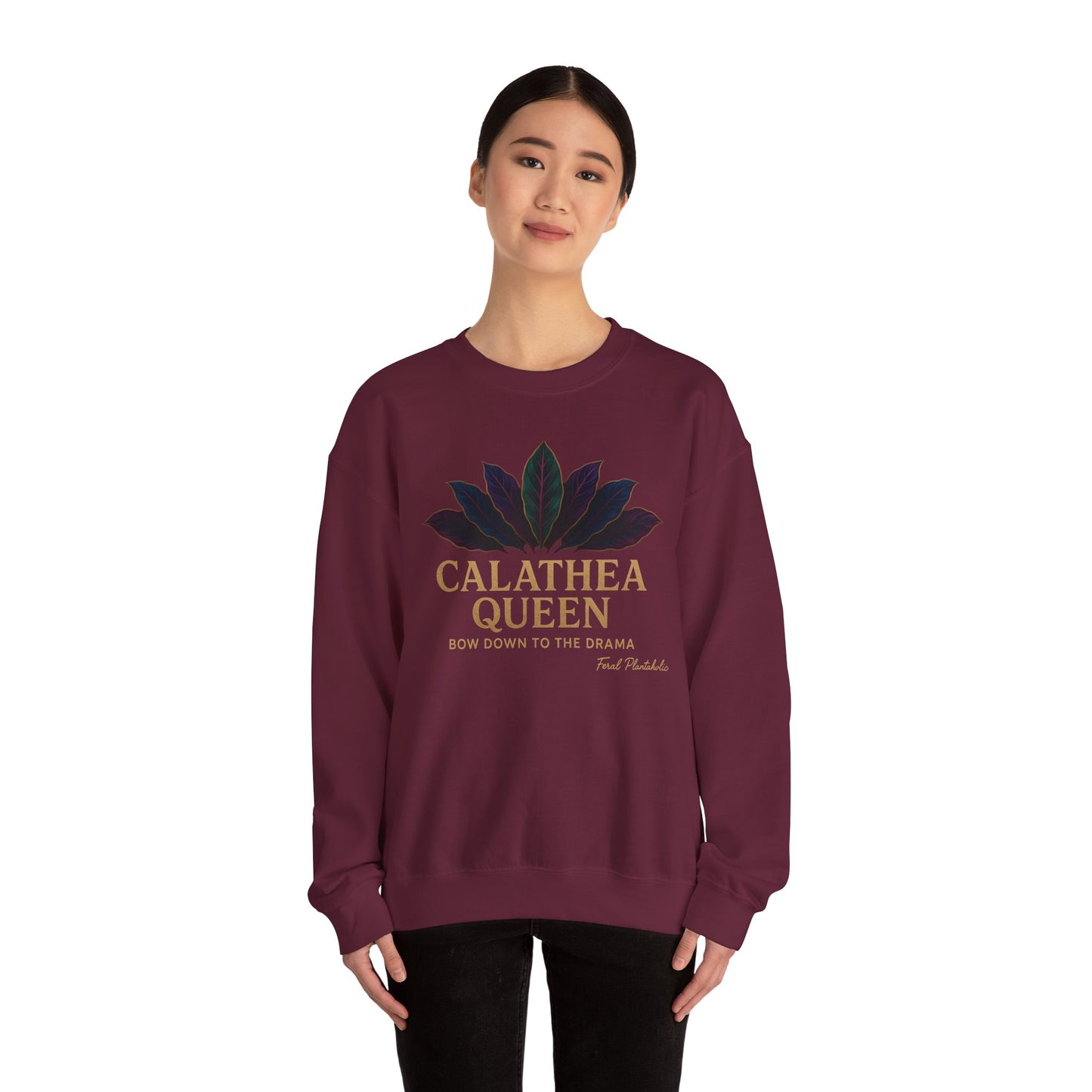 Calathea Queen Sweatshirt - Cozy Crewneck for Plant Lovers, Gift for Gardeners, Lounge Wear, Botanical Fashion, Nature Inspired Apparel