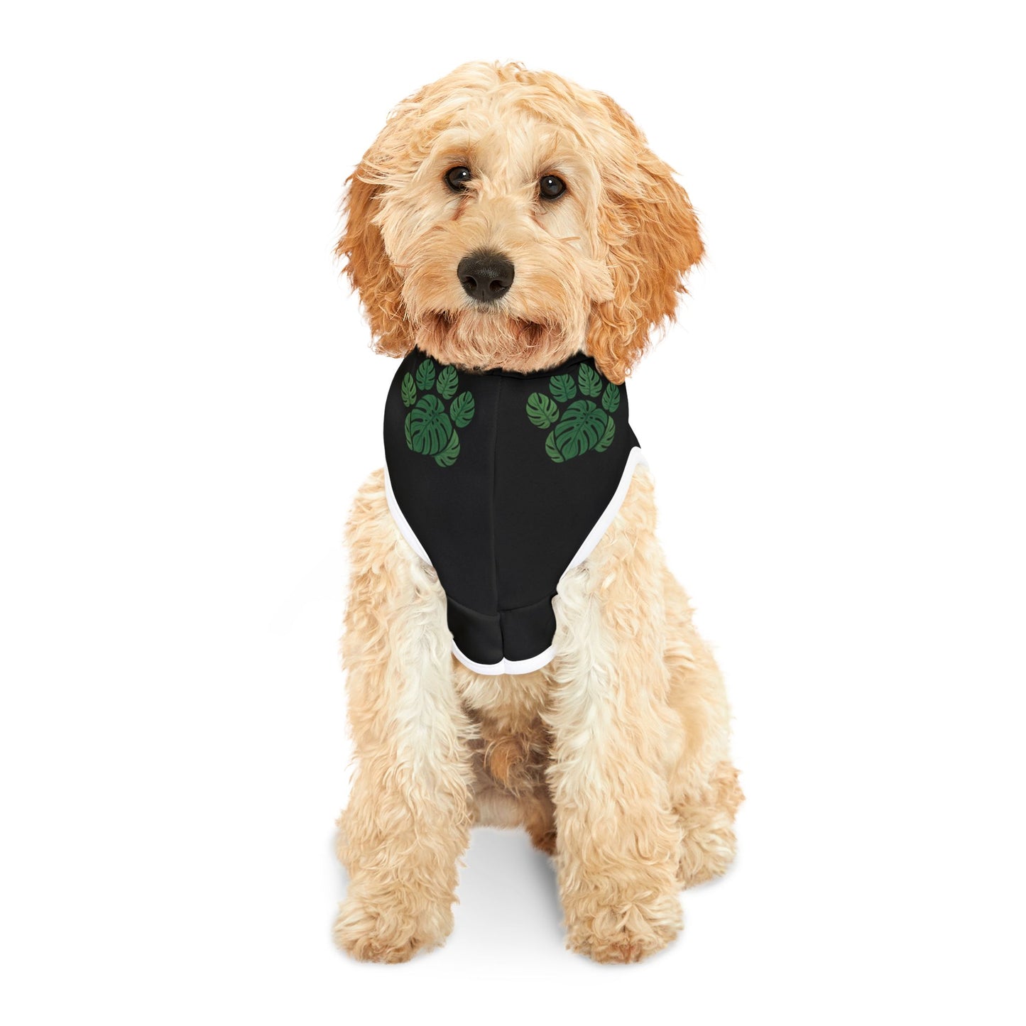 Monstera Paw Print Pet Hoodie — Green Tropical Dog & Cat Hoodie