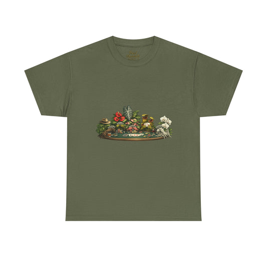Vintage Botanical Dish Garden Tee — Floral Still Life Graphic T-Shirt