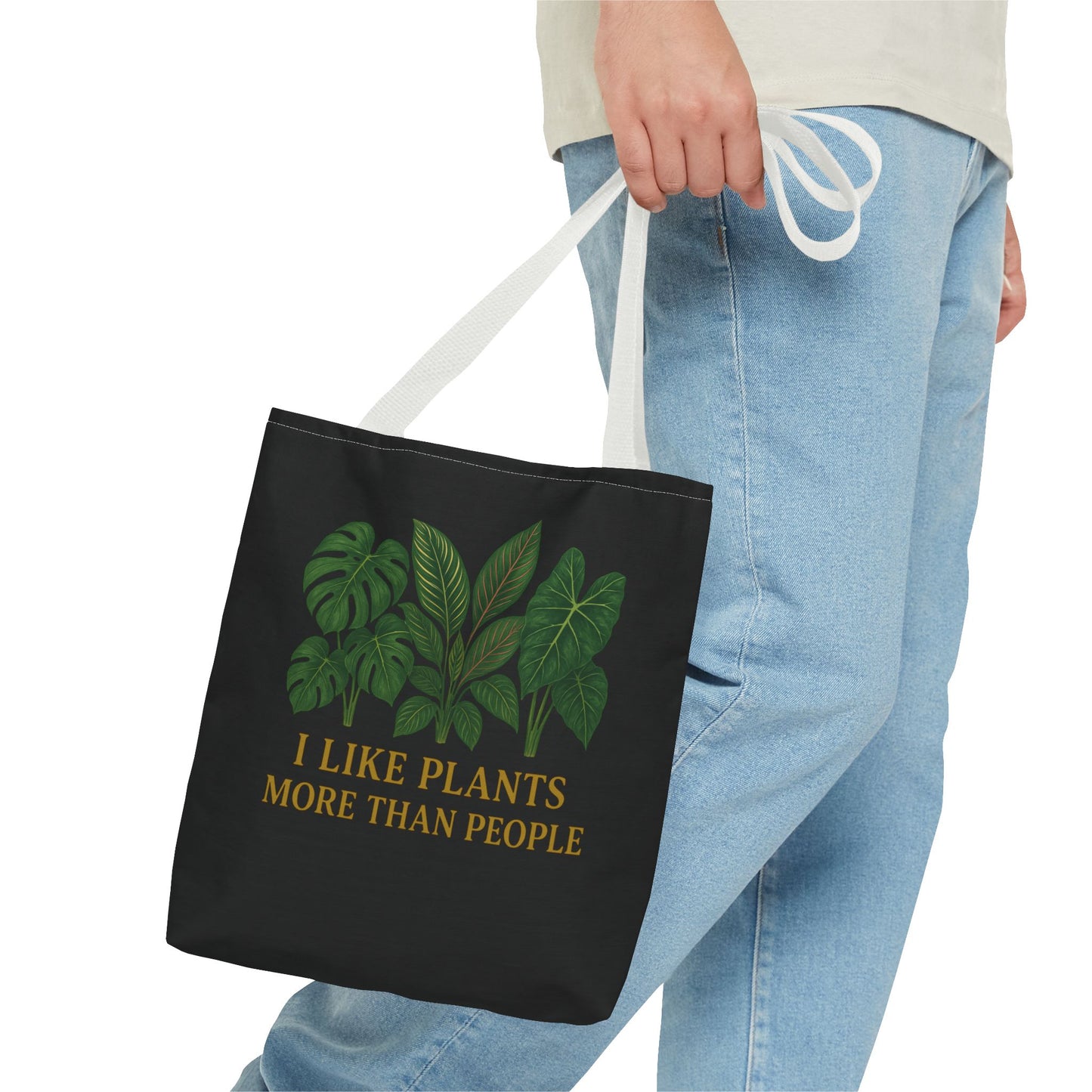 Plant Lover Tote Bag — “I Like Plants More Than People” Botanical Canvas Tote