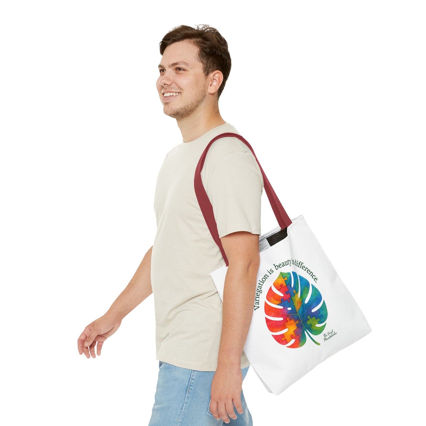 Colorful Monstera Leaf Tote Bag, Eco-Friendly Shopping Bag, Puzzle Aesthetic Purse, Nature Lover Gift, Art Tote for Every Occasion
