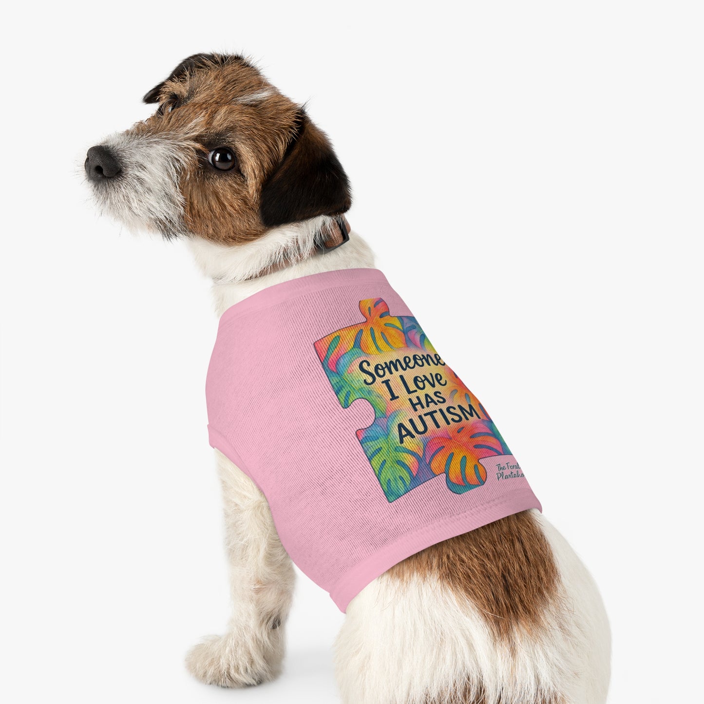Pet Tank Top — "Someone I Love Has Autism" Puzzle Piece Awareness Dog Shirt