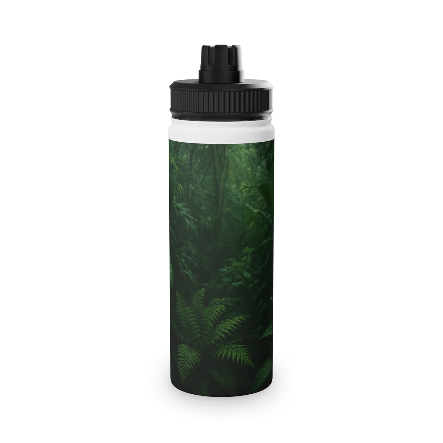 Stainless Steel Water Bottle — Dark Jungle Ferns Sports Lid (Insulated Sports Bottle)