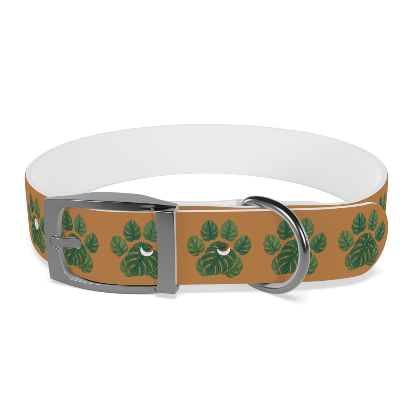 Monstera Leaf Dog Collar — Tropical Green Plant Pattern Pet Collar
