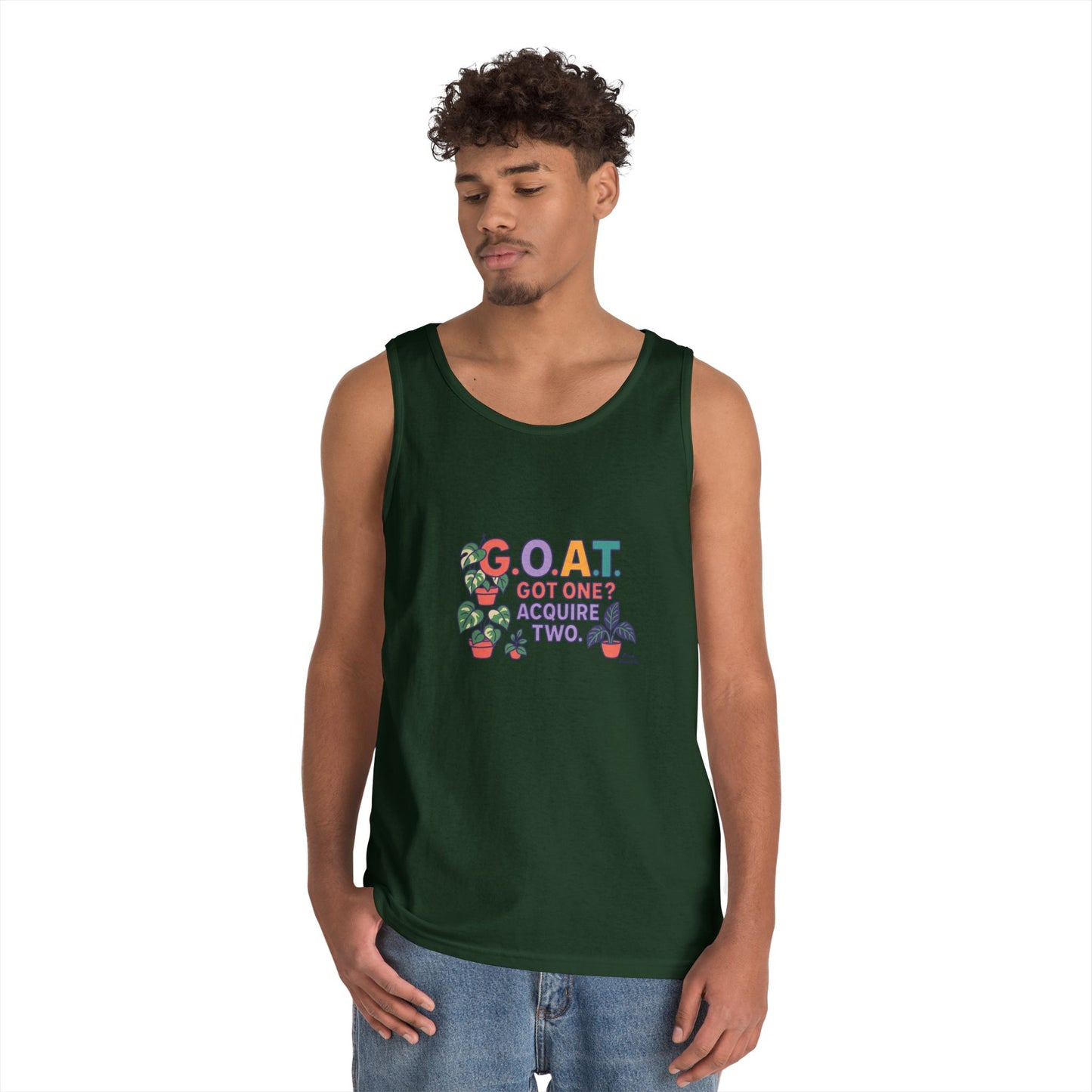 GOAT Tank Top - Unisex Heavy Cotton, Fun Graphic, Perfect for Summer, Casual Wear, Gift for Plant Lovers, St. Patrick's Day, Housewarming