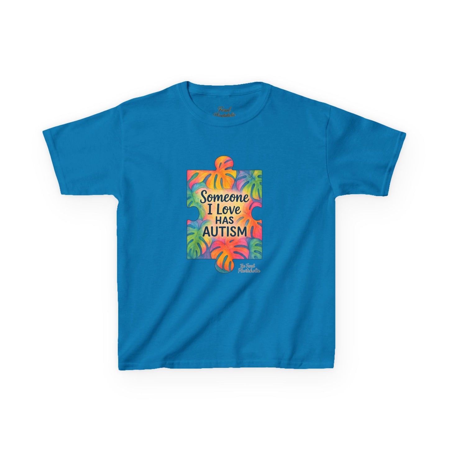 Kids T‑Shirt — "Someone I Love Has Autism" Colorful Puzzle Awareness Tee