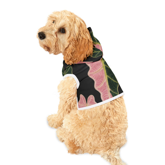 Pet Hoodie — Pink Leaf Print Hooded Dog & Cat Coat