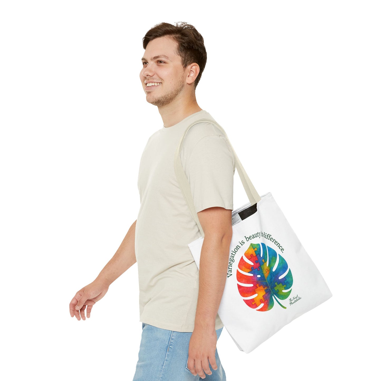Colorful Monstera Leaf Tote Bag, Eco-Friendly Shopping Bag, Puzzle Aesthetic Purse, Nature Lover Gift, Art Tote for Every Occasion
