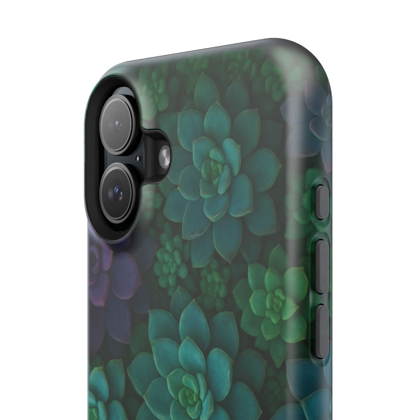 Succulent Pattern Impact-Resistant Phone Case — Green Teal Floral Protection