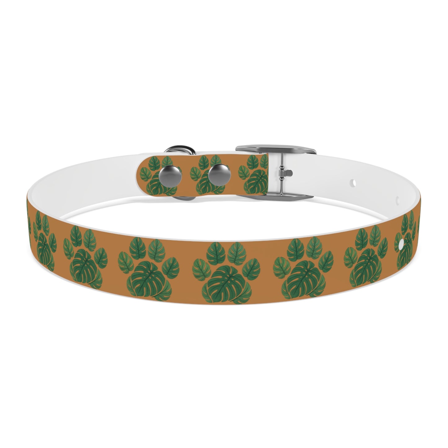 Monstera Leaf Dog Collar — Tropical Green Plant Pattern Pet Collar