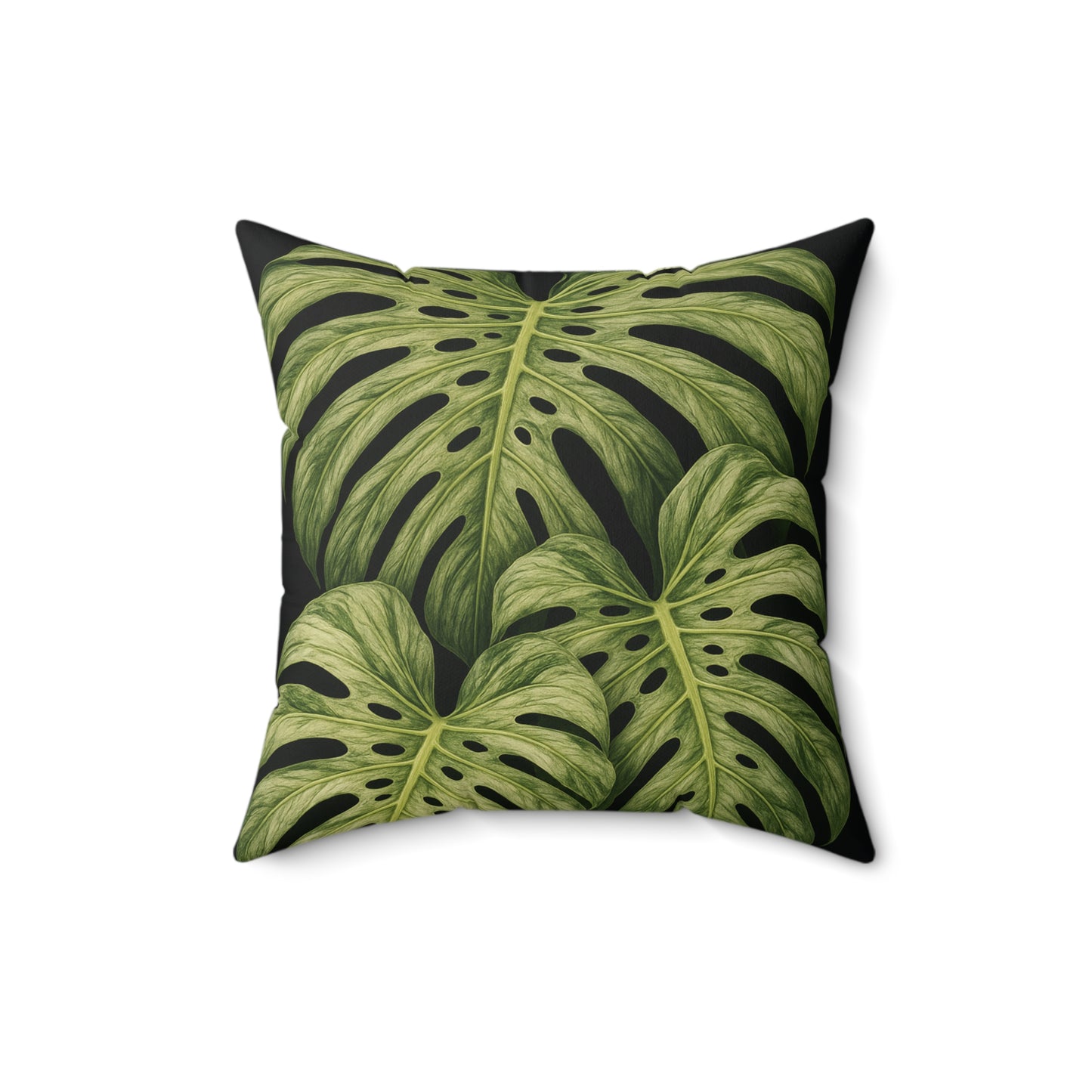 Monstera Leaf Throw Pillow – Tropical Green Decorative Pillow