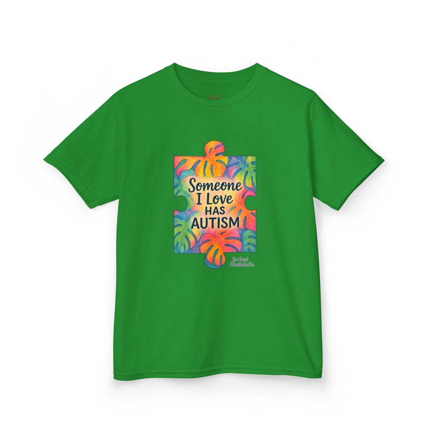 Kids T‑Shirt — "Someone I Love Has Autism" Colorful Puzzle Awareness Tee