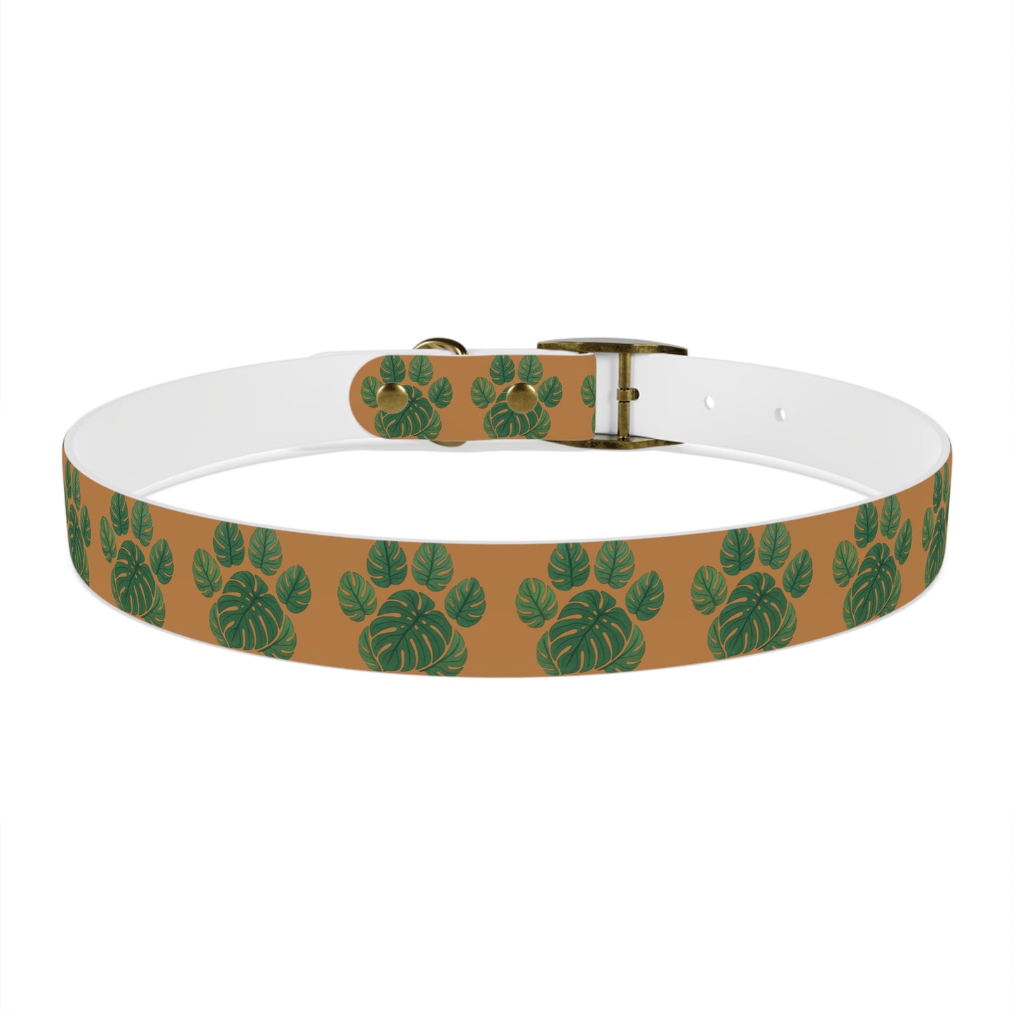 Monstera Leaf Dog Collar — Tropical Green Plant Pattern Pet Collar