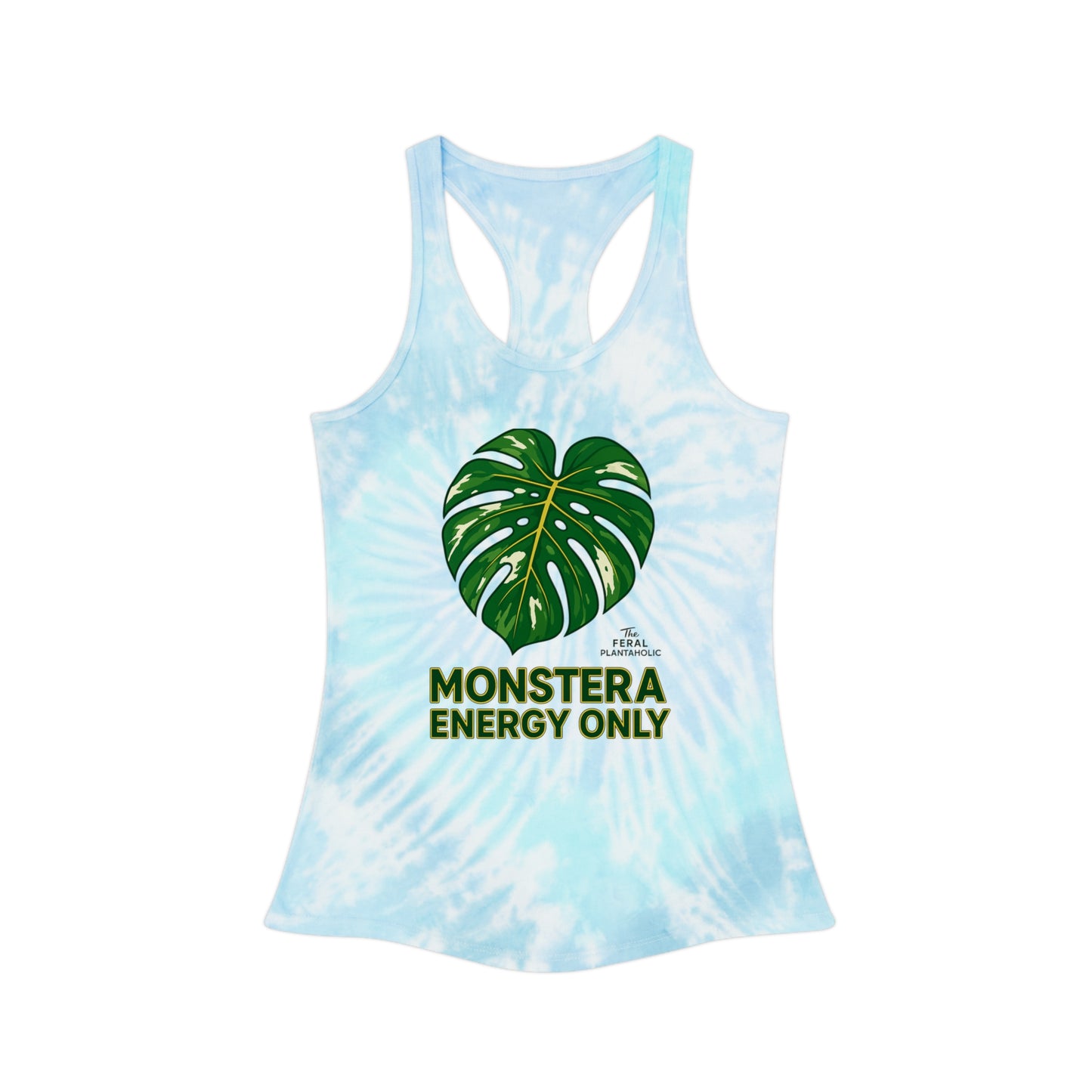 Copy of Tie Dye Racerback Tank Top with Monstera Design, Summer Apparel, Beachwear, Eco-Friendly Fitness Top, Casual Women's Wear