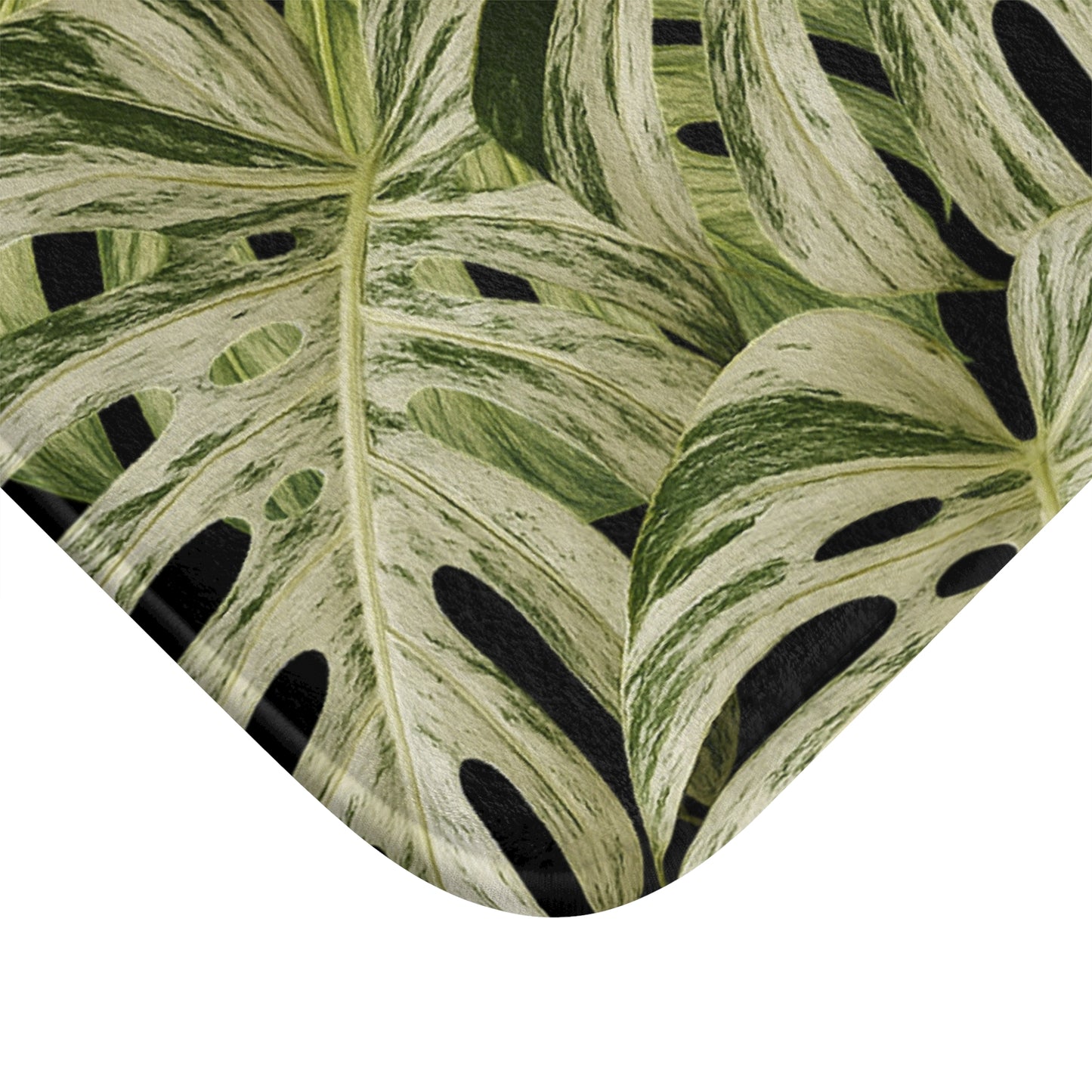 Tropical Monstera Bath Mat — Green Leaf Bathroom Rug