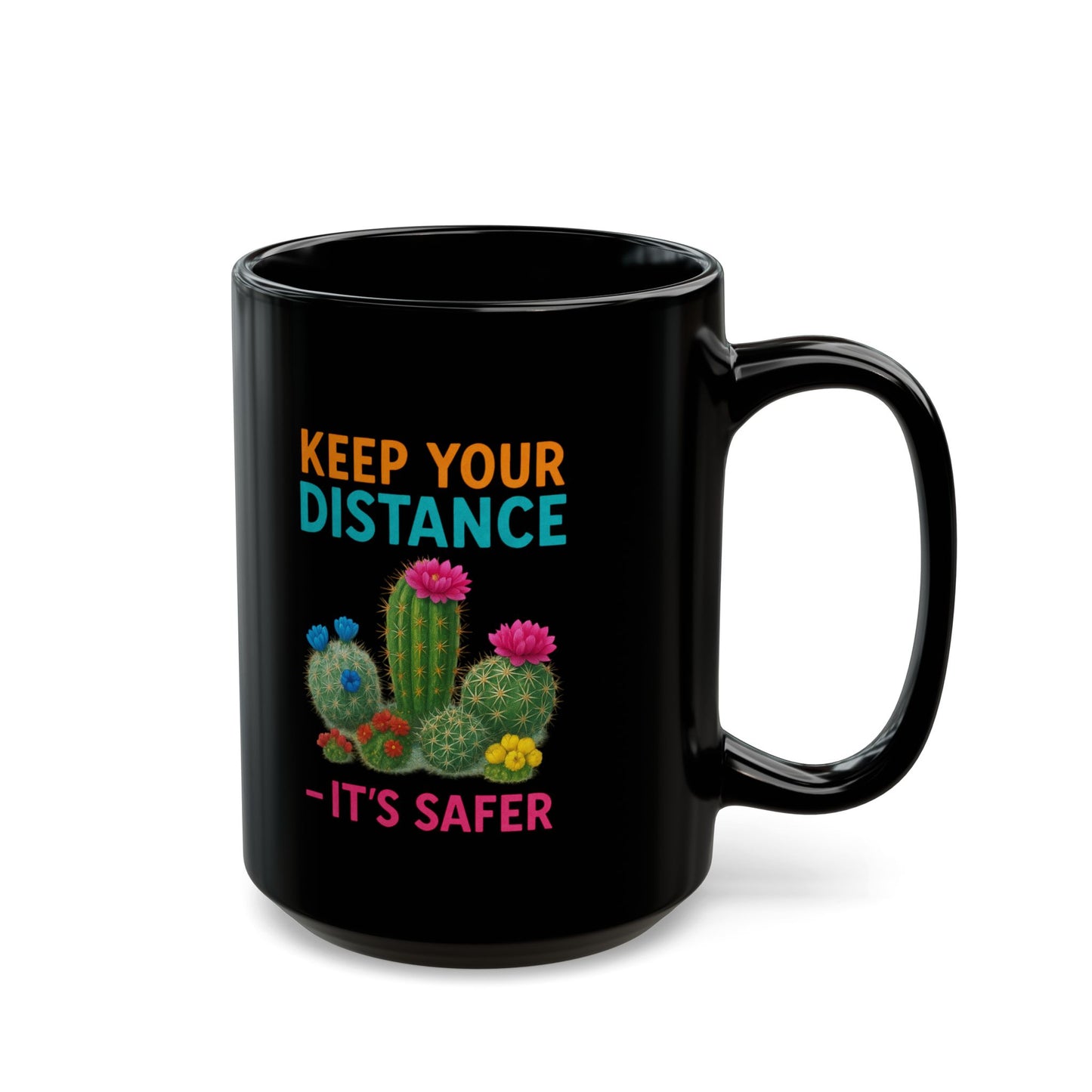 Keep Your Distance Cactus Mug — Funny COVID Social Distancing Black Coffee Cup