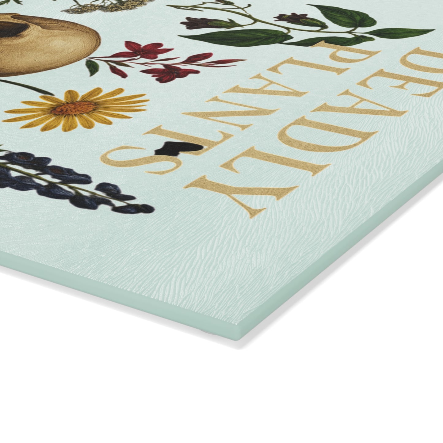 Glass Cutting Board — 'Deadly Plants' Floral Skull Decorative Kitchen Cutting Board