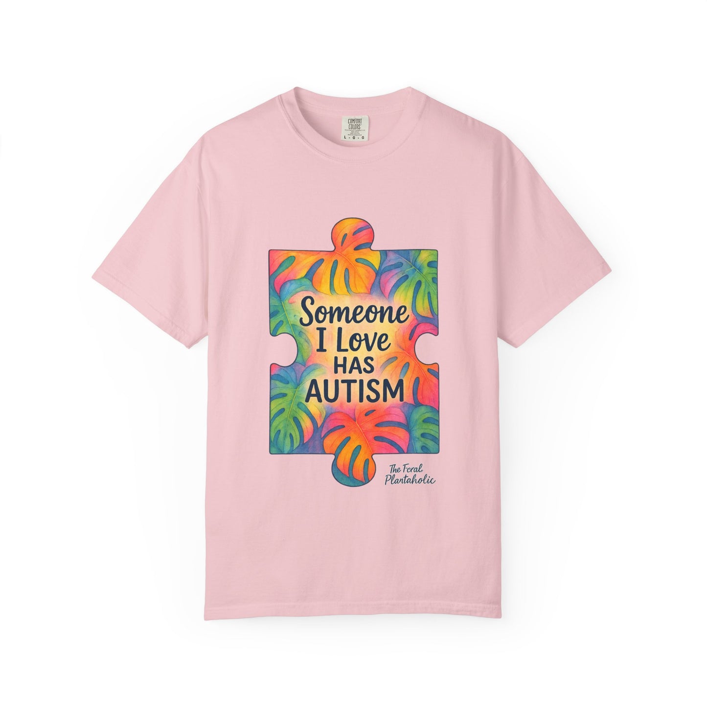 Autism Awareness T-Shirt — "Someone I Love Has Autism" Colorful Puzzle Design