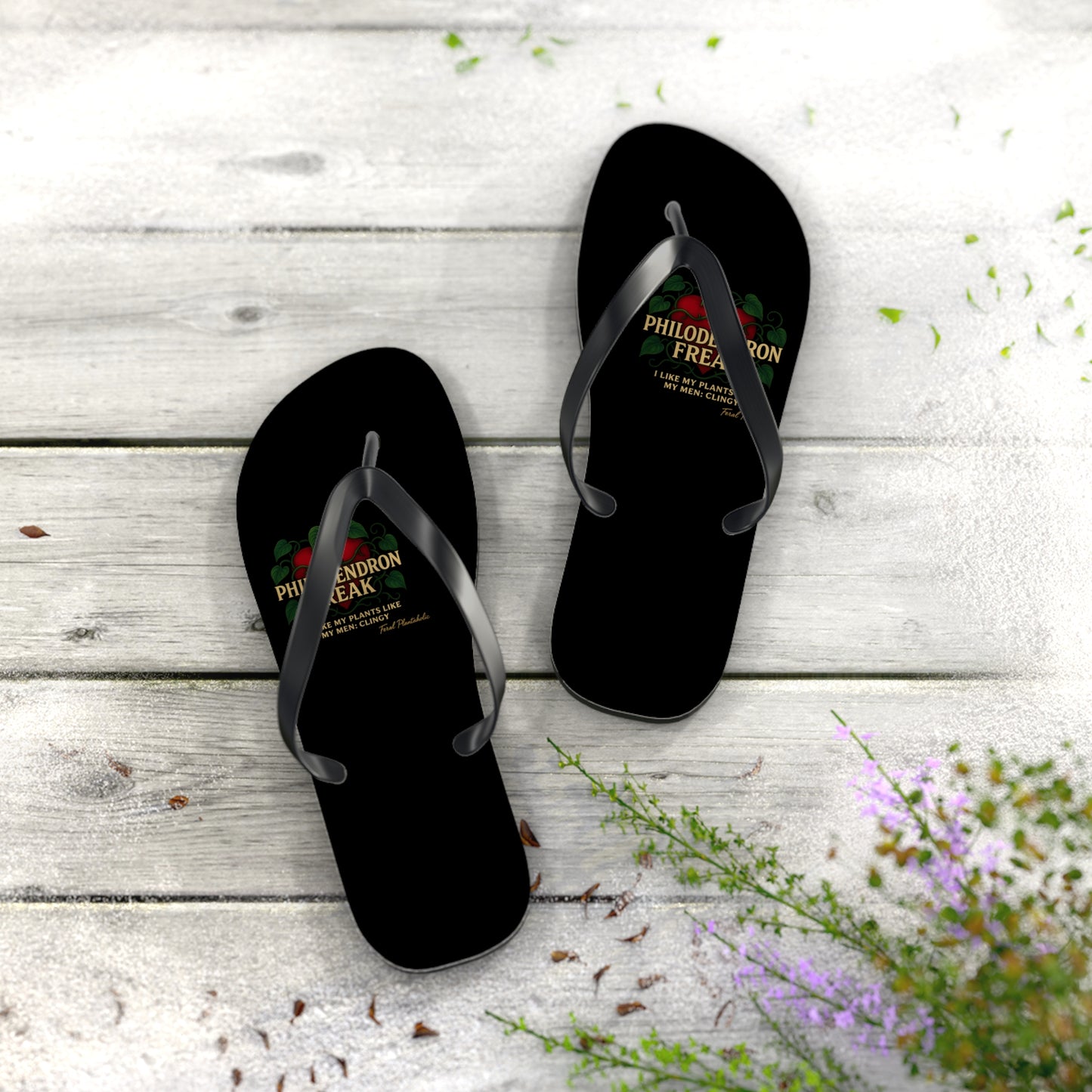 Philodendron Themed Flip Flops - Fun Summer Footwear, Beach Essentials, Gift for Fruit Lovers, Casual Sandals, Summer Vibes