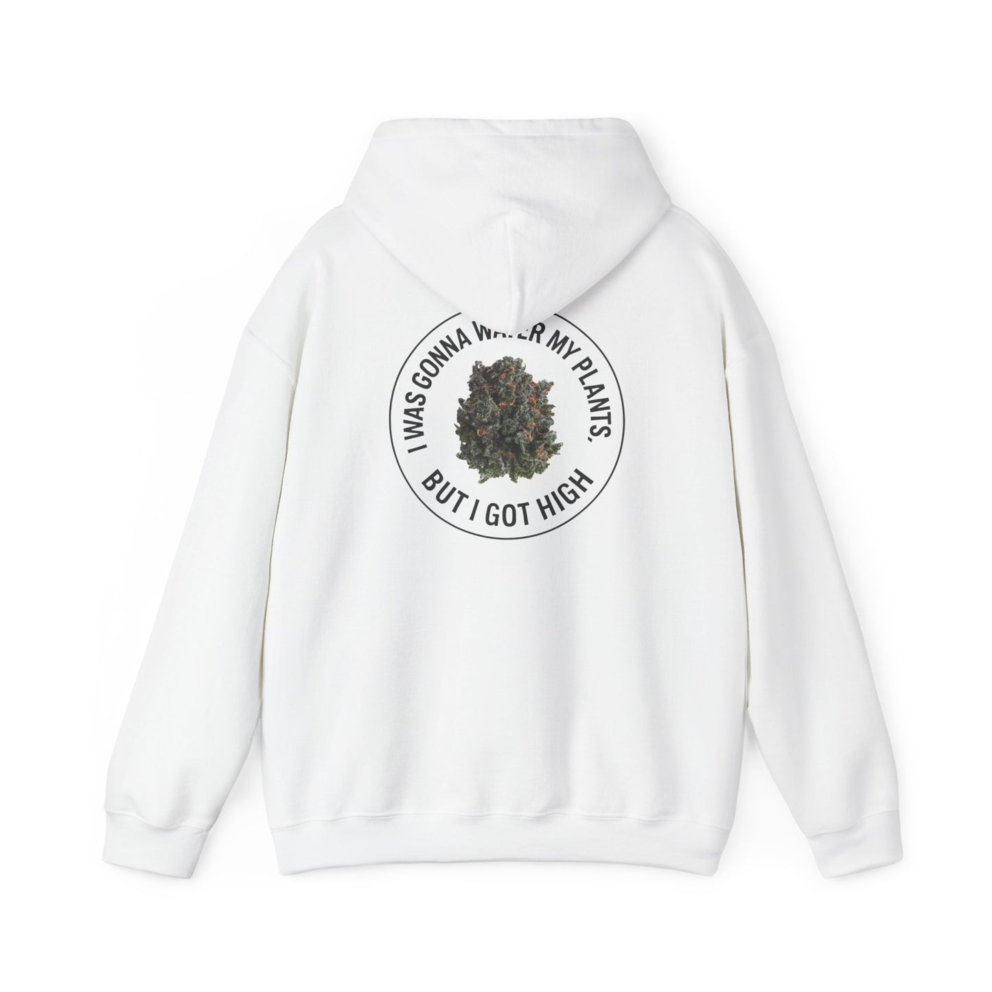 Cannabis Plant Hoodie — “I Was Gonna Water My Plants But I Got High” Graphic Sweatshirt