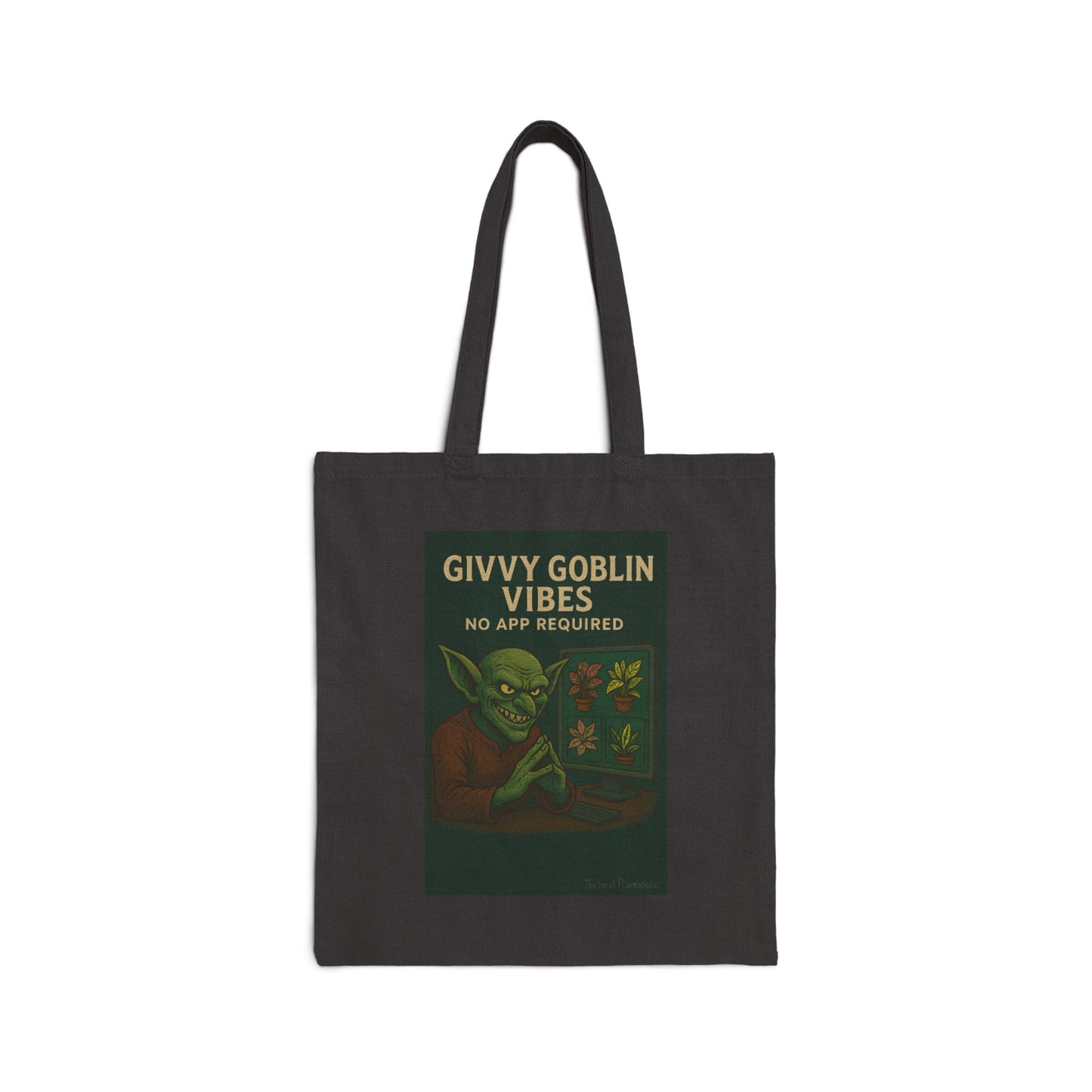 Givvy Goblin Vibes Tote Bag - Eco-Friendly Reusable Shopping Bag, Cute Gift, Halloween Decor, Witchy Tote, Goblin Lover's Must-Have