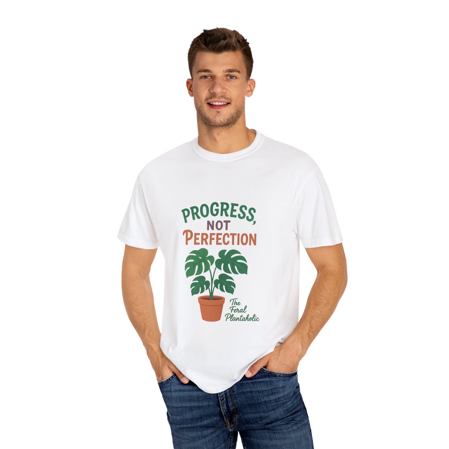 Progress Not Perfection Plant T-Shirt, Casual Unisex Tee, Gift for Plant Lovers, Eco-Friendly Fashion, Gardening Apparel, Relaxed Fit