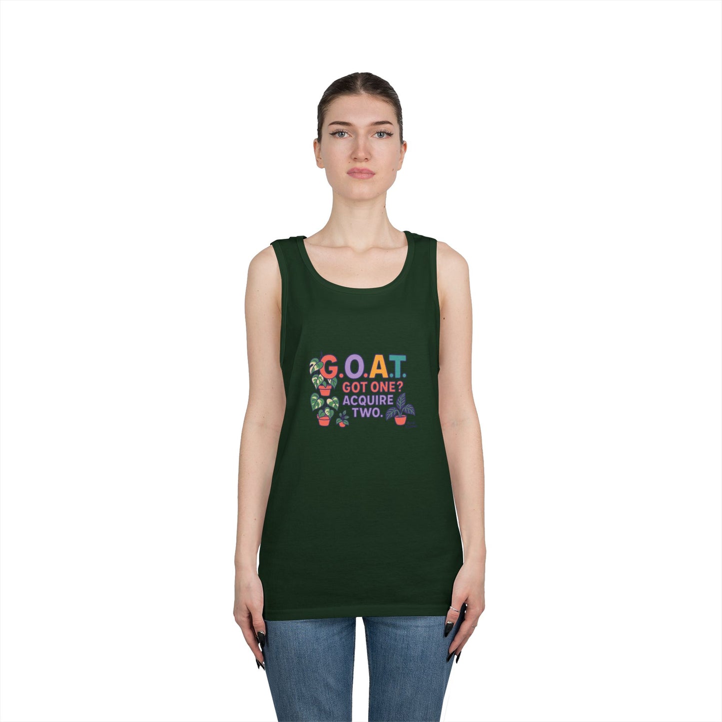 GOAT Tank Top - Unisex Heavy Cotton, Fun Graphic, Perfect for Summer, Casual Wear, Gift for Plant Lovers, St. Patrick's Day, Housewarming
