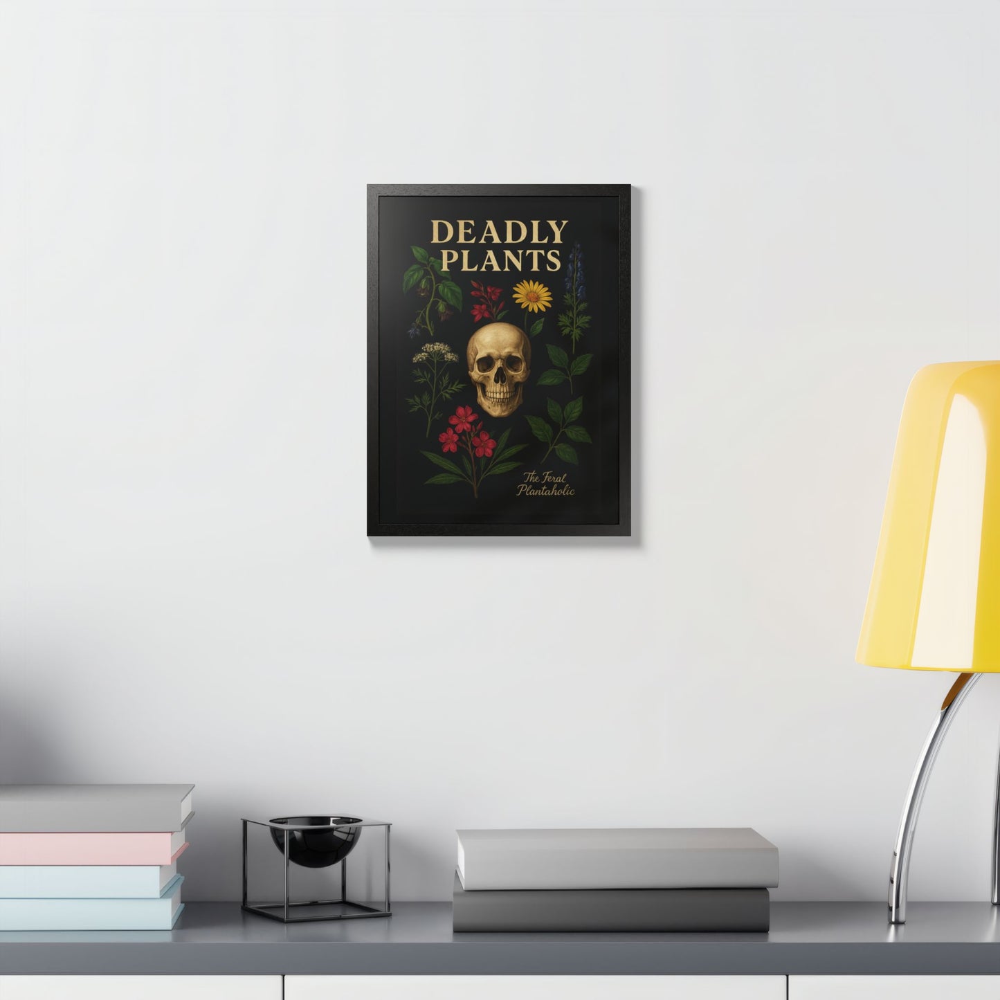 Deadly Plants Botanical Skull Framed Poster — Vintage Poisonous Plant Art