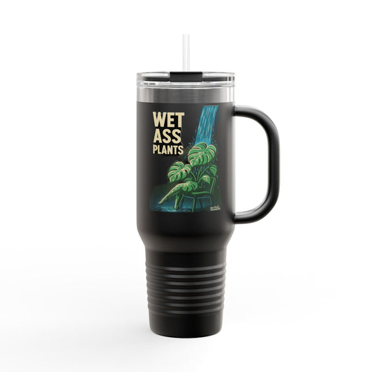 40oz Insulated Travel Mug — Tropical Waterfall 'Wet Ass Plants Design