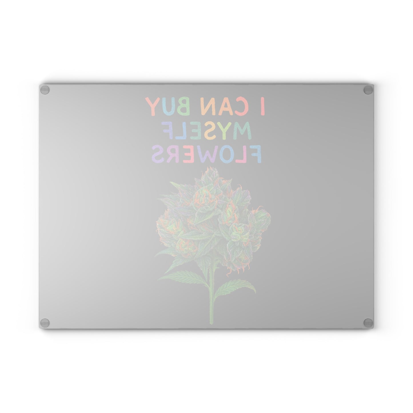 Glass Cutting Board — "I Can Buy Myself Flowers" Colorful Floral Kitchen Board