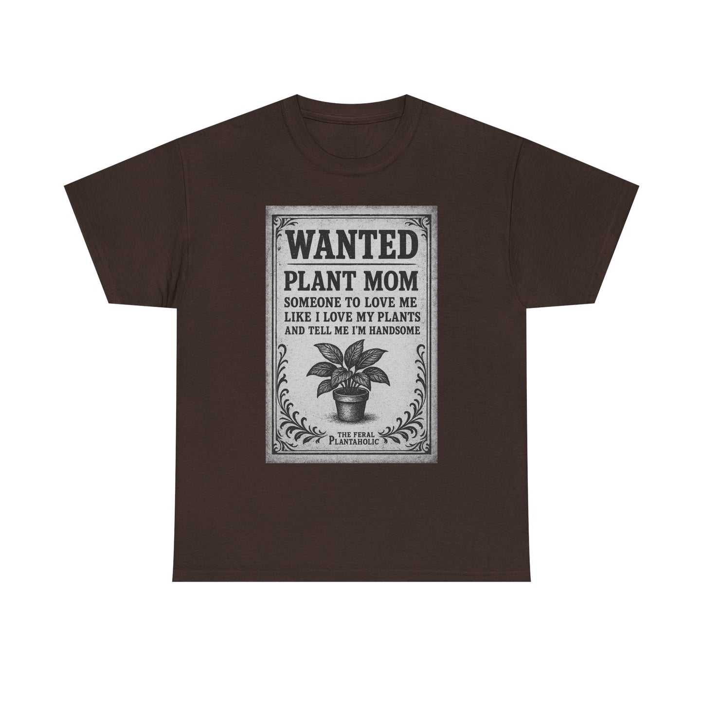 Wanted Plant Mom Unisex Heavy Cotton Tee, Plant Lover Gift, Gardening Shirt, Botanical Humor Tee, Houseplant Mom Apparel