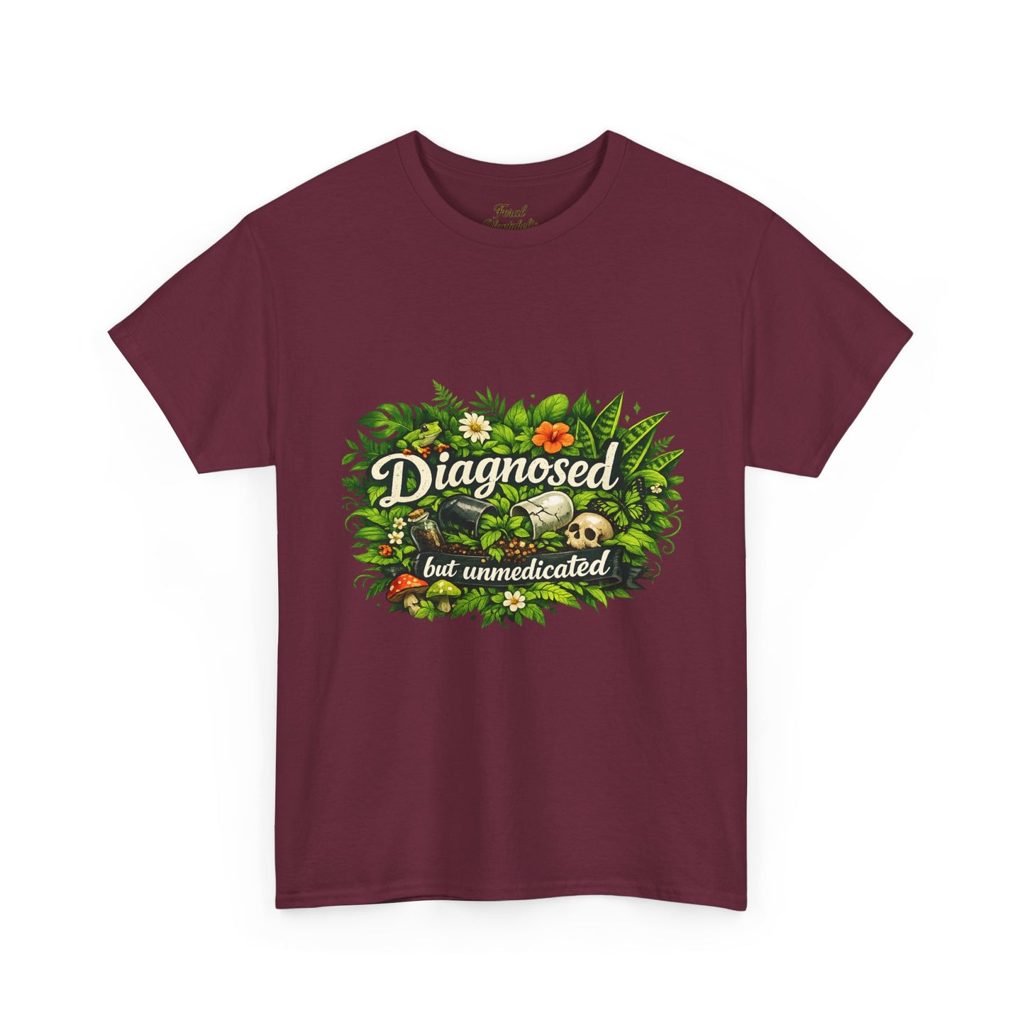 T-Shirt — "Diagnosed but Unmedicated" Floral Mental Health Awareness Tee