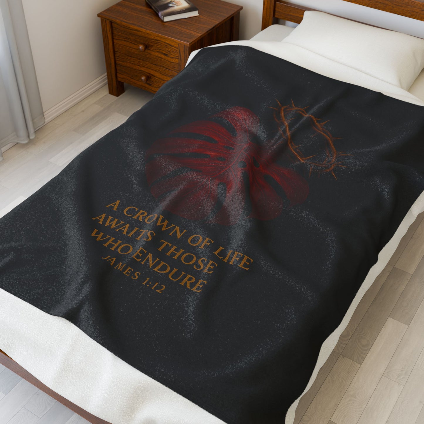 Faith-Inspired Velveteen Plush Blanket | Cozy Throw for Comfort, Gifts, Spiritual Decor, Home Relaxation, Bible Verse Blanket