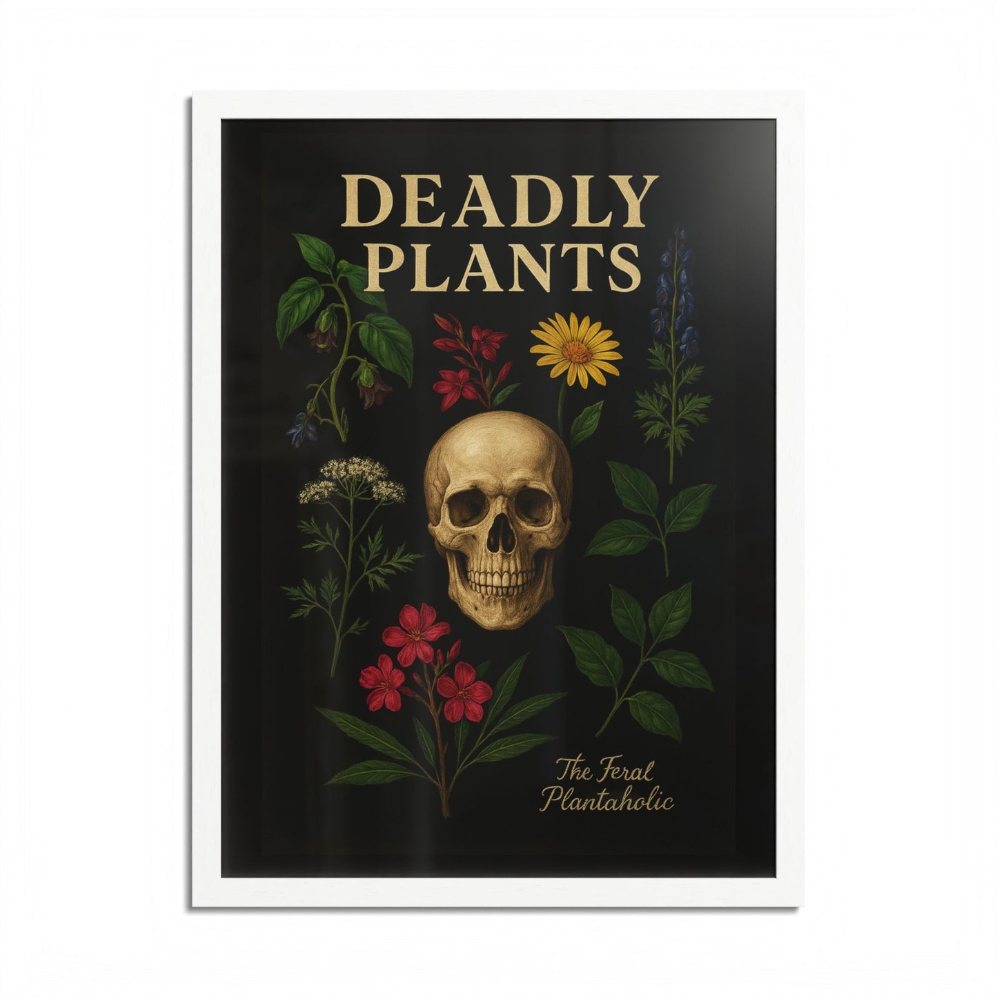 Deadly Plants Botanical Skull Framed Poster — Vintage Poisonous Plant Art