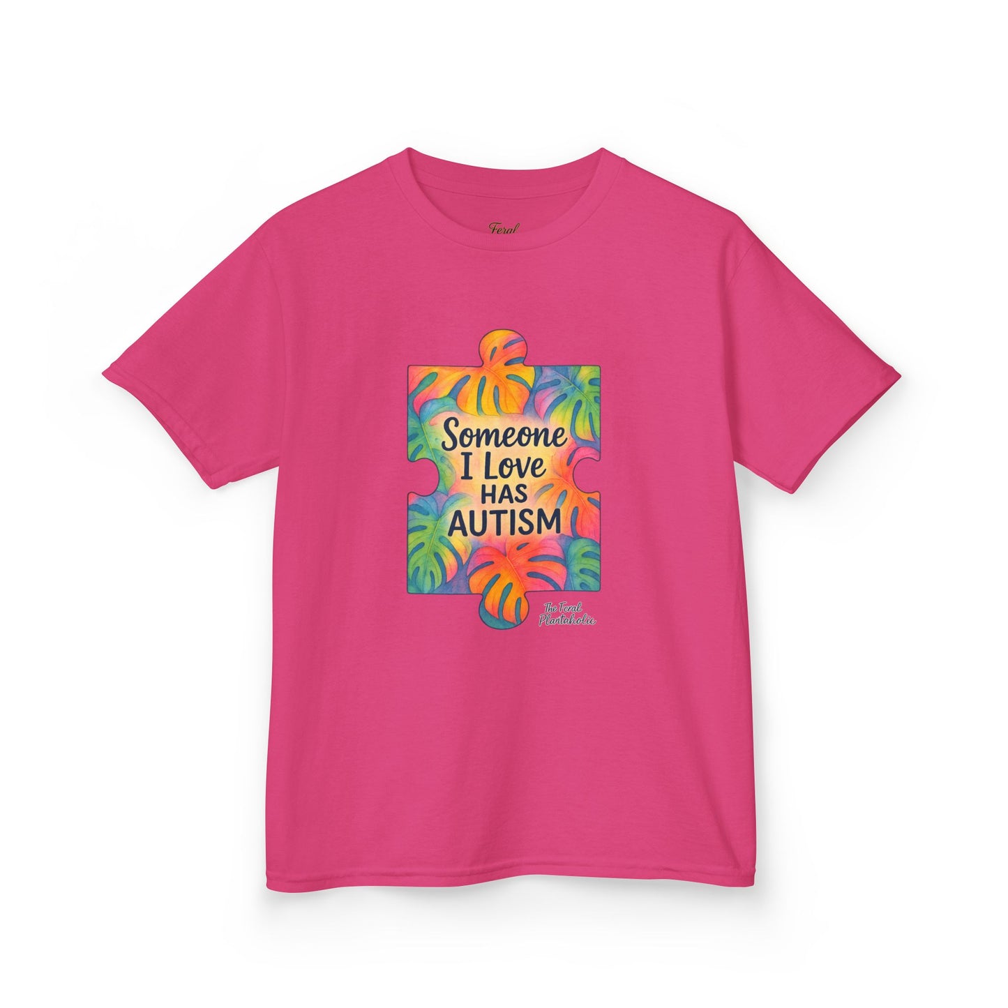 Kids T‑Shirt — "Someone I Love Has Autism" Colorful Puzzle Awareness Tee