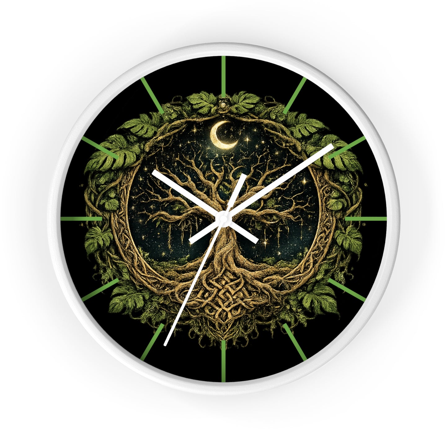 Celtic Tree of Life Wall Clock — Moonlit Night Woodland Decor