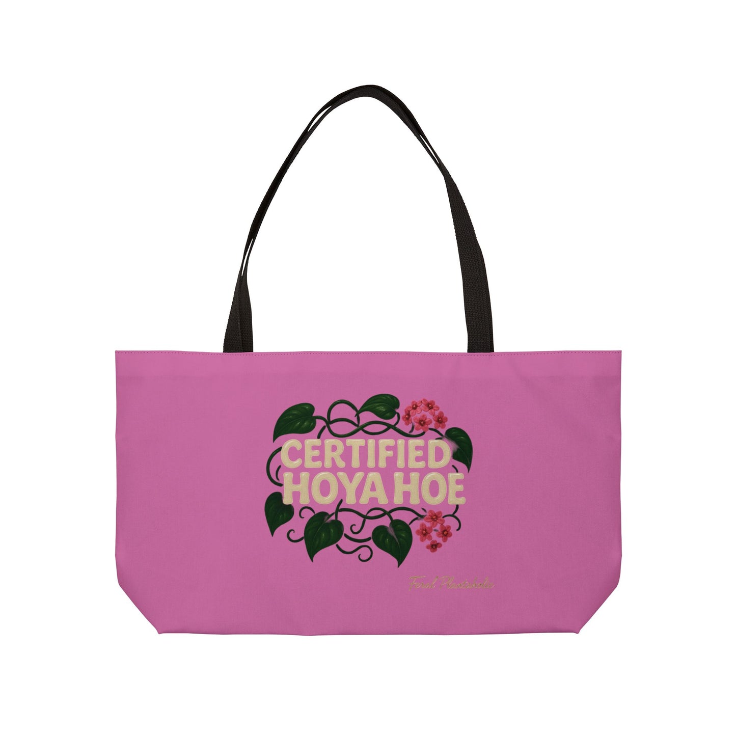 Certified Hoya Hoe Weekender Tote Bag - Fun Floral Travel Bag, Gift for Plant Lovers, Stylish Beach Bag, Cute Gym Tote, Pink Carryall