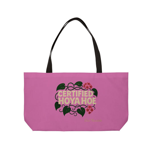 Certified Hoya Hoe Weekender Tote Bag - Fun Floral Travel Bag, Gift for Plant Lovers, Stylish Beach Bag, Cute Gym Tote, Pink Carryall