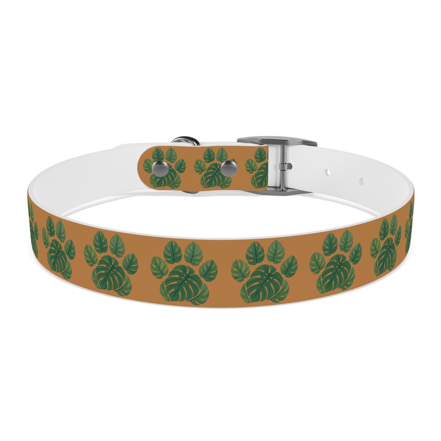 Monstera Leaf Dog Collar — Tropical Green Plant Pattern Pet Collar