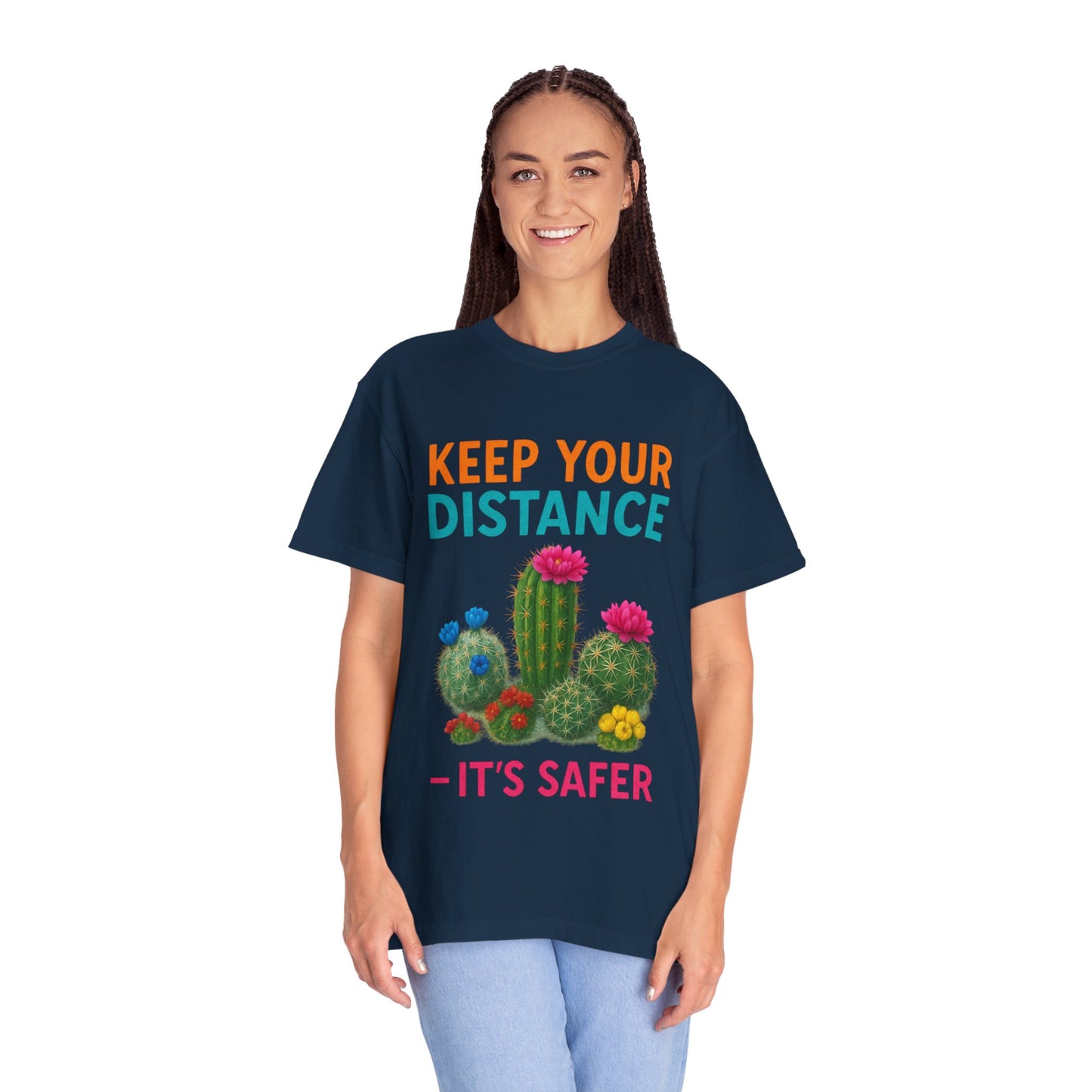 Keep Your Distance Cactus T-Shirt — "It's Safer" Humorous Social Distancing Tee