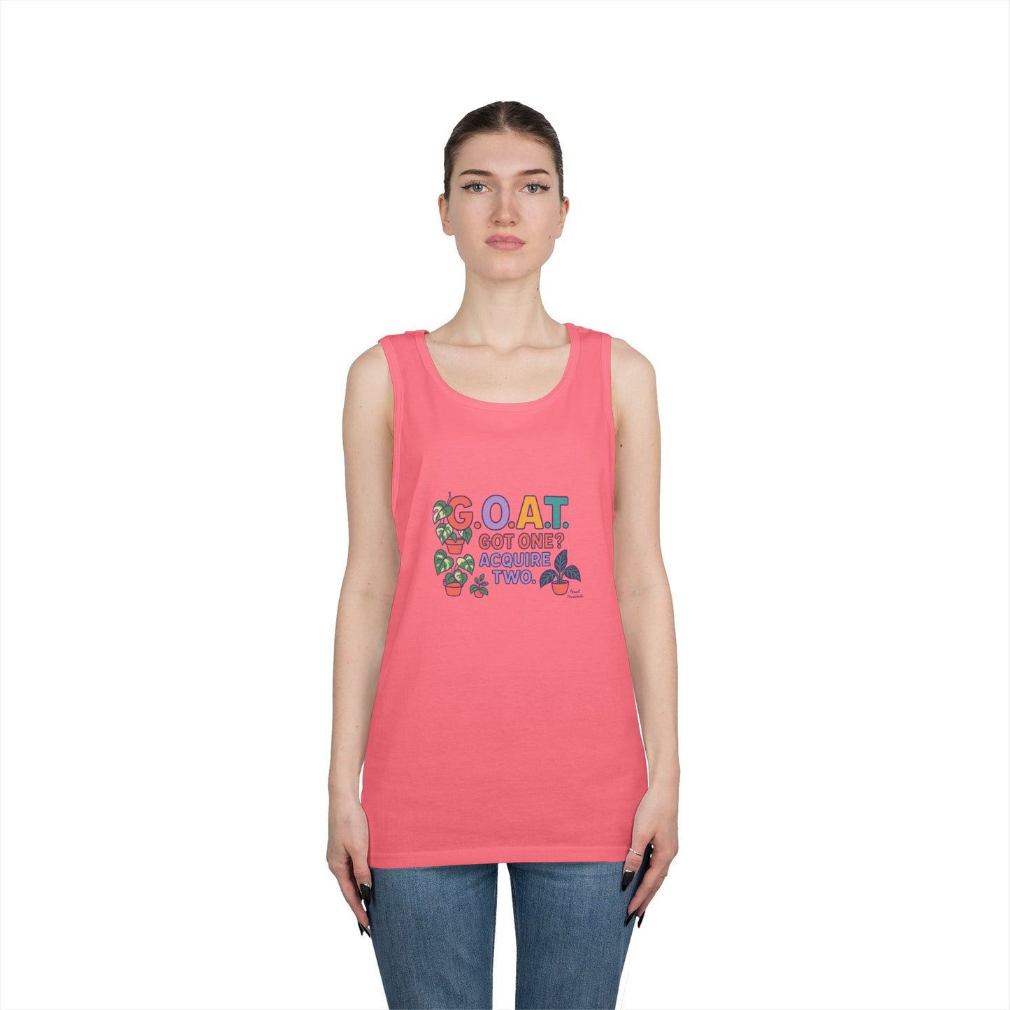 GOAT Tank Top - Unisex Heavy Cotton, Fun Graphic, Perfect for Summer, Casual Wear, Gift for Plant Lovers, St. Patrick's Day, Housewarming