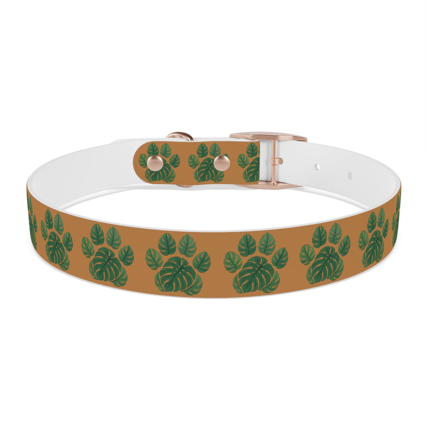 Monstera Leaf Dog Collar — Tropical Green Plant Pattern Pet Collar