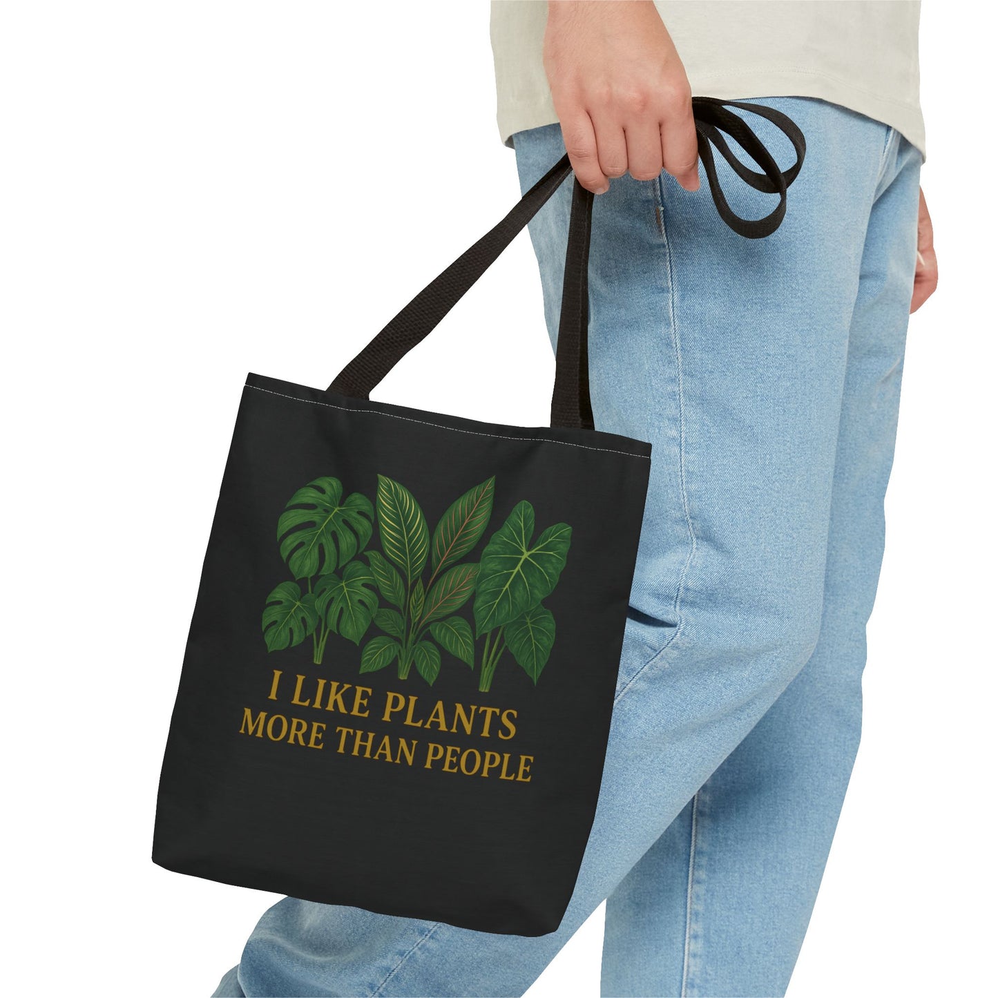 Plant Lover Tote Bag — “I Like Plants More Than People” Botanical Canvas Tote